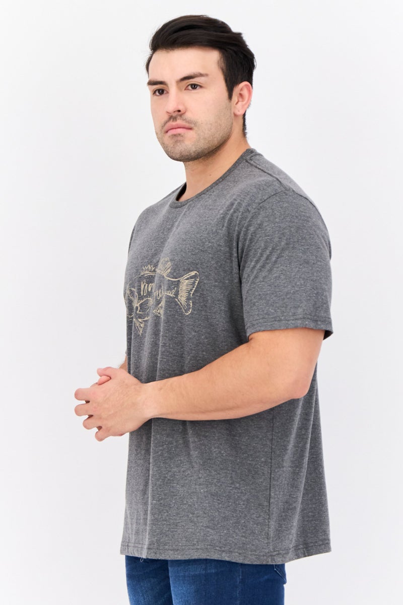 Horizon Men Crew Neck Short Sleeves Graphic Print T-Shirt, Dark Grey - Image 4